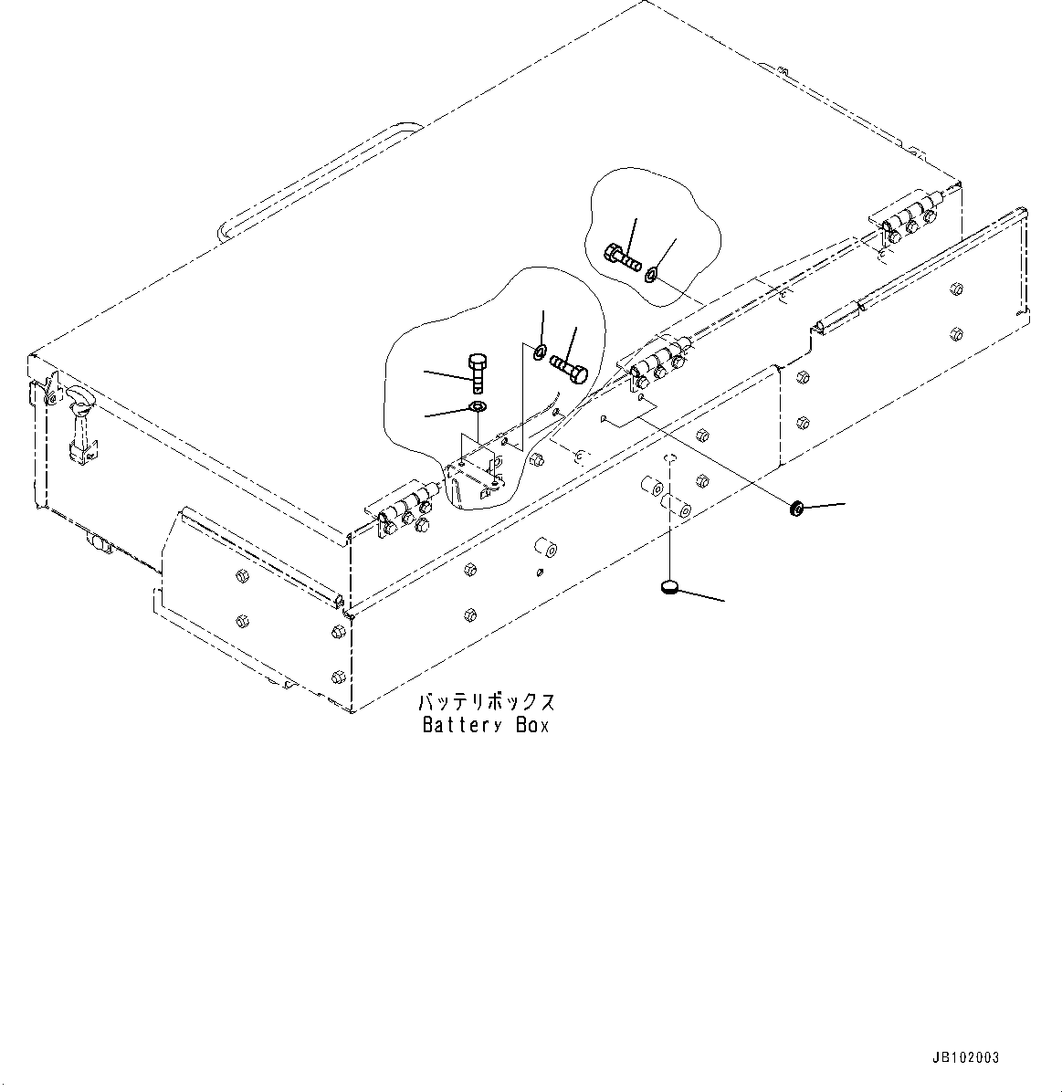 Komatsu parts book diagram for HD785-8E0 S/N 55001-UP: BATTERY BOX AND REAR HOOD, CAP(#55001-55109)