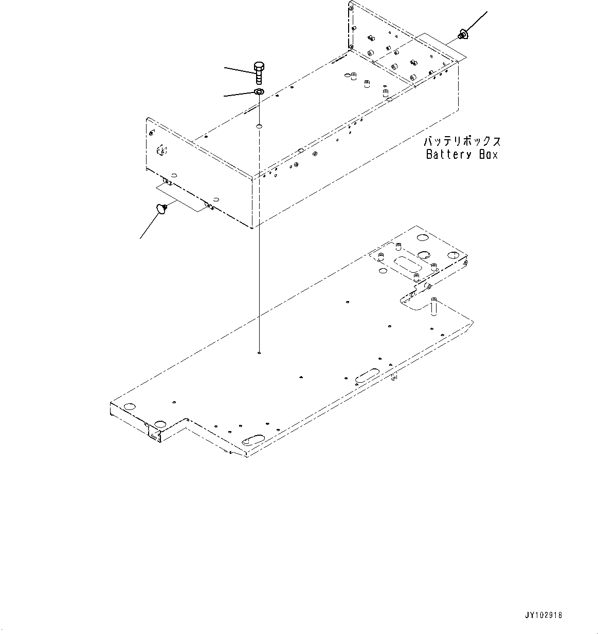 Komatsu parts book diagram for HD785-8E0 S/N 55001-UP: BATTERY BOX AND REAR HOOD, MOUNTING(#55001-)
