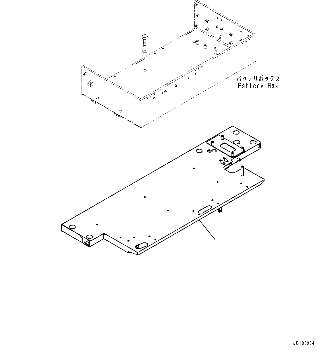 Komatsu parts book diagram for HD785-8E0 S/N 55001-UP: BATTERY BOX AND REAR HOOD, PLATFORM(#55001-)