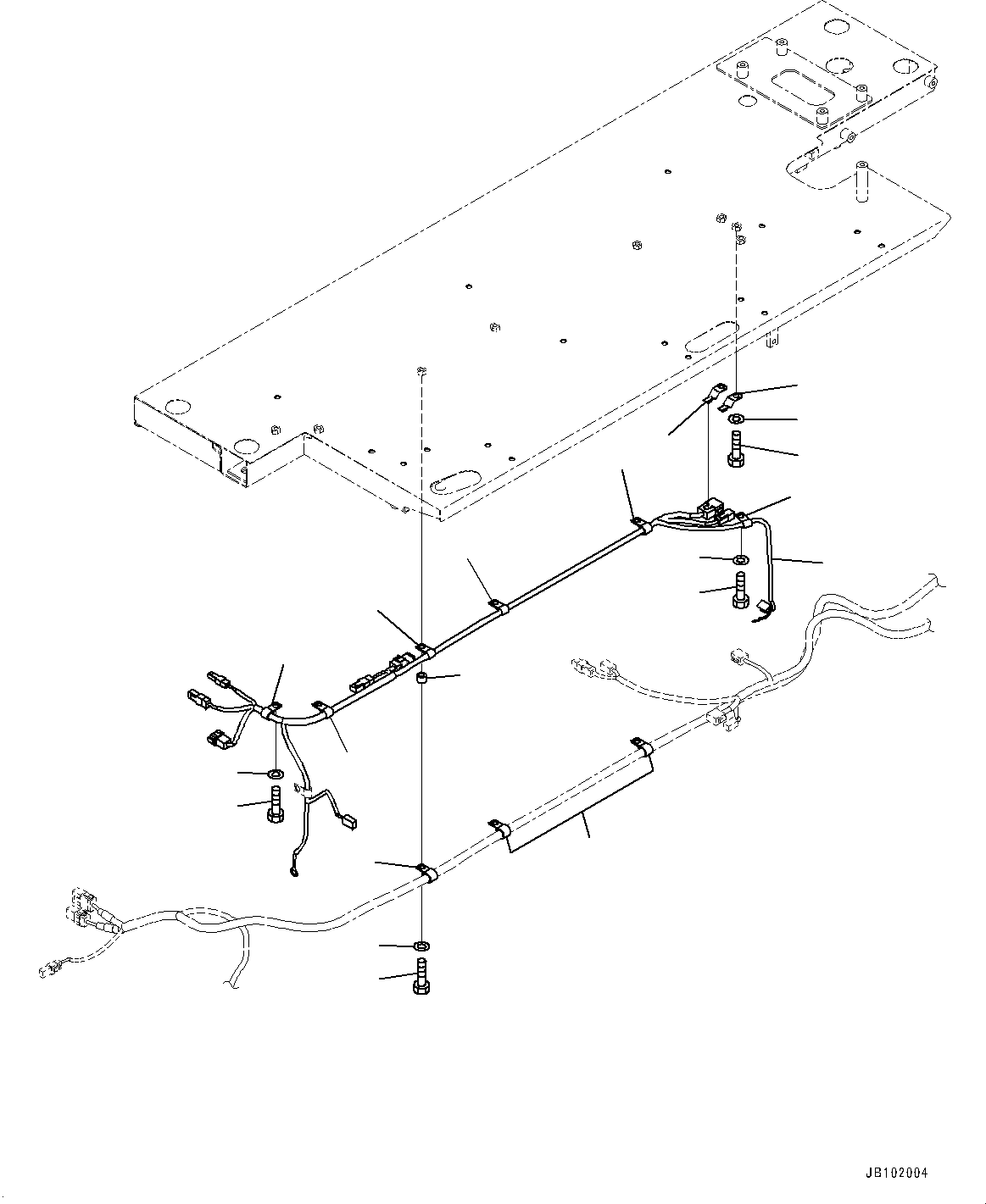 Komatsu parts book diagram for HD785-8E0 S/N 55001-UP: BATTERY BOX AND REAR HOOD, WIRING HARNESS (2/2)(#55001-)