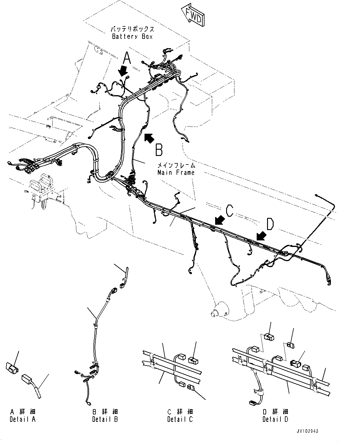 Komatsu parts book diagram for HD785-8E0 S/N 55001-UP: ELECTRIC WIRING HARNESS, WIRING HARNESS (1/2)(#55001-)