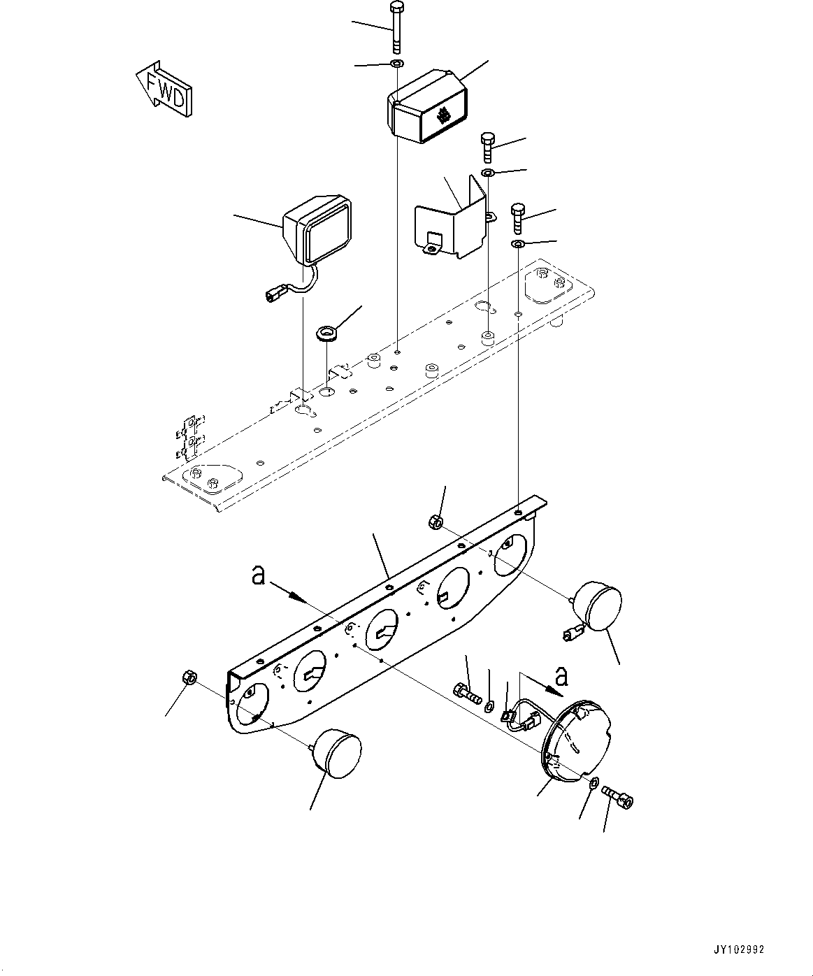 Komatsu parts book diagram for HD785-8E0 S/N 55001-UP: REAR COMBINATION LAMP AND BACKUP ALARM, LAMP AND BUZZER (1/2)(#55001-)