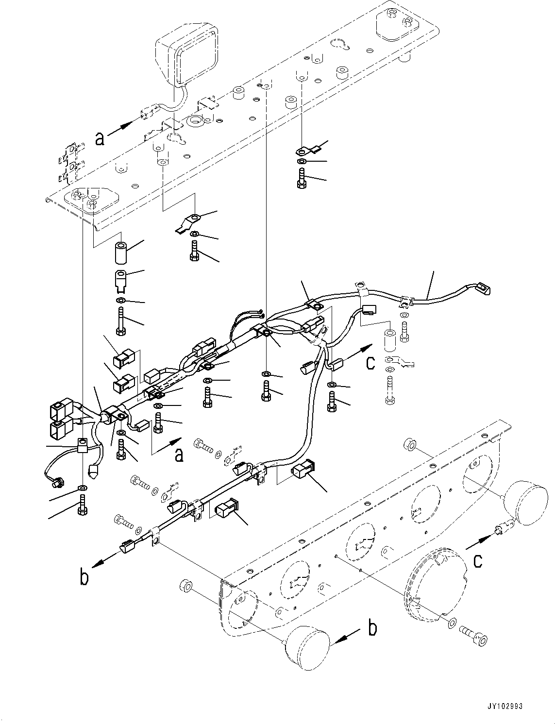 Komatsu parts book diagram for HD785-8E0 S/N 55001-UP: REAR COMBINATION LAMP AND BACKUP ALARM, WIRING HARNESS(#55001-)