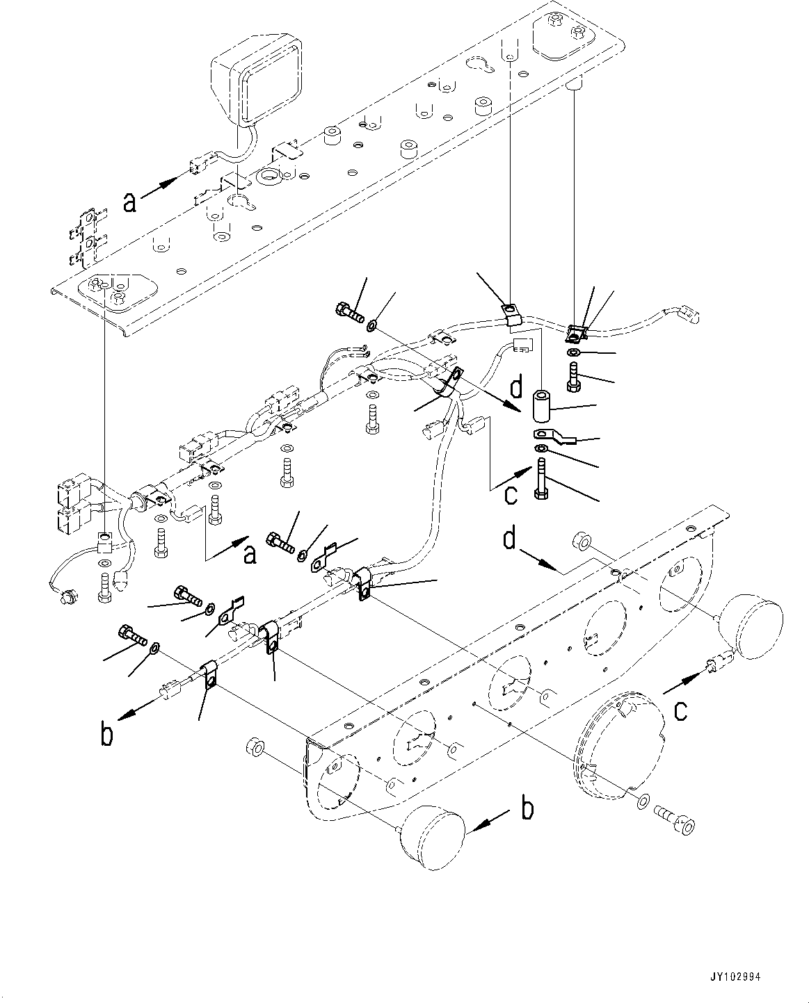 Komatsu parts book diagram for HD785-8E0 S/N 55001-UP: REAR COMBINATION LAMP AND BACKUP ALARM, LAMP AND BUZZER (2/2)(#55001-)