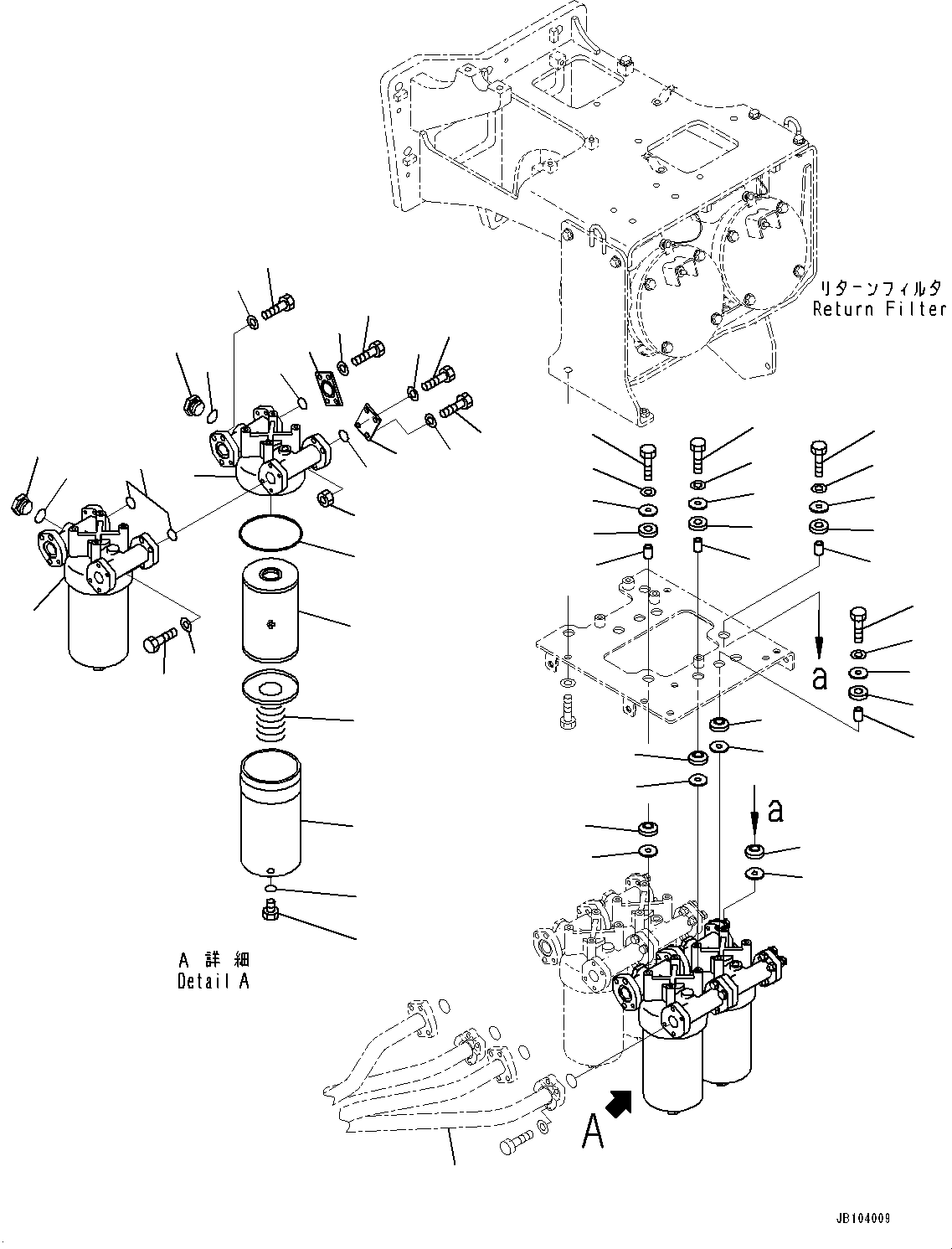 Komatsu parts book diagram for HD785-8E0 S/N 55001-UP: HYDRAULIC TANK, TRANSMISSION OIL FILTER (1/2)(#55001-)
