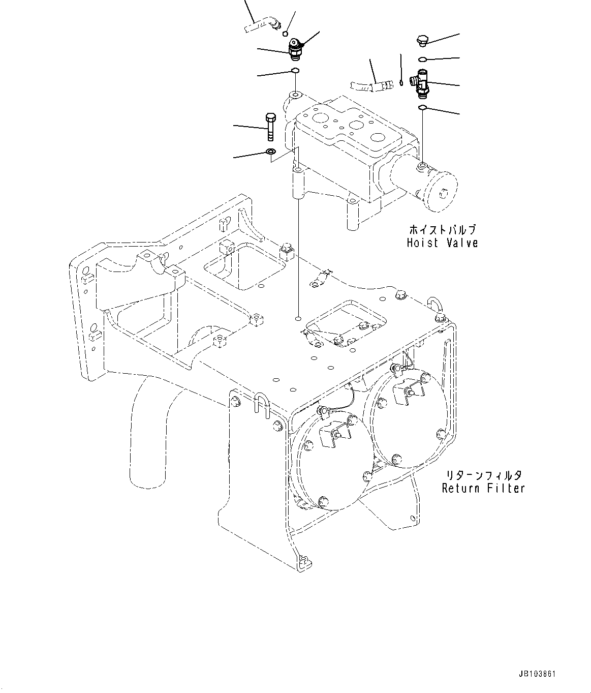 Komatsu parts book diagram for HD785-8E0 S/N 55001-UP: HYDRAULIC TANK, HOIST VALVE MOUNTING(#55001-)