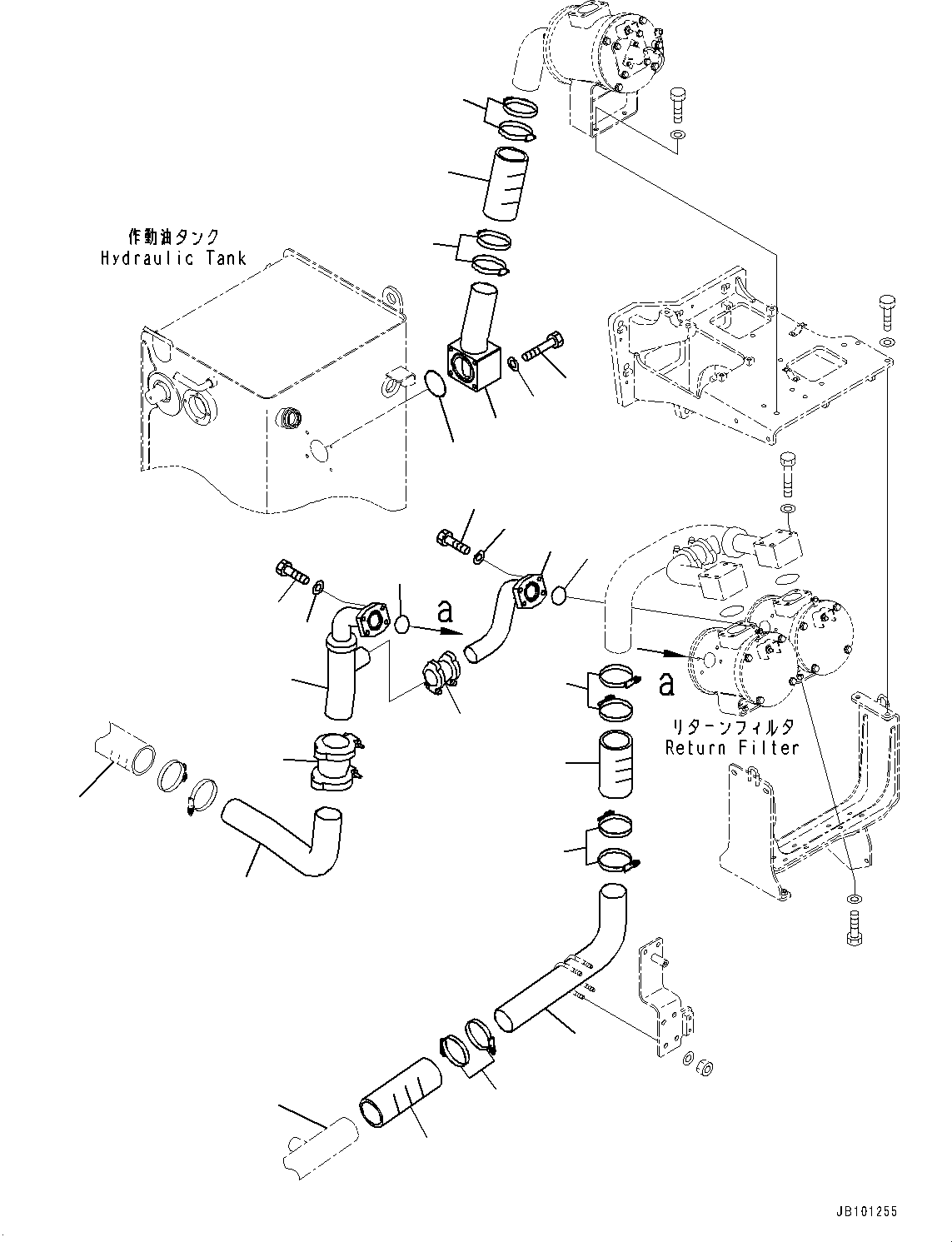 Komatsu parts book diagram for HD785-8E0 S/N 55001-UP: HYDRAULIC TANK, PIPING (1/3)(#55001-)