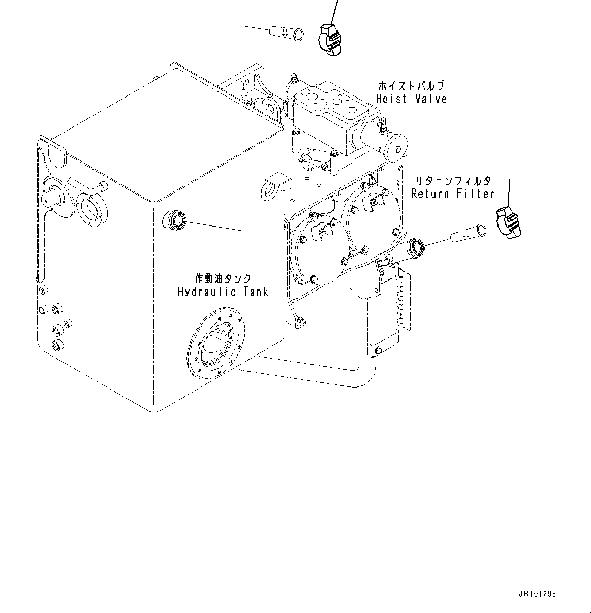 Komatsu parts book diagram for HD785-8E0 S/N 55001-UP: HYDRAULIC TANK, CAP(#55001-)