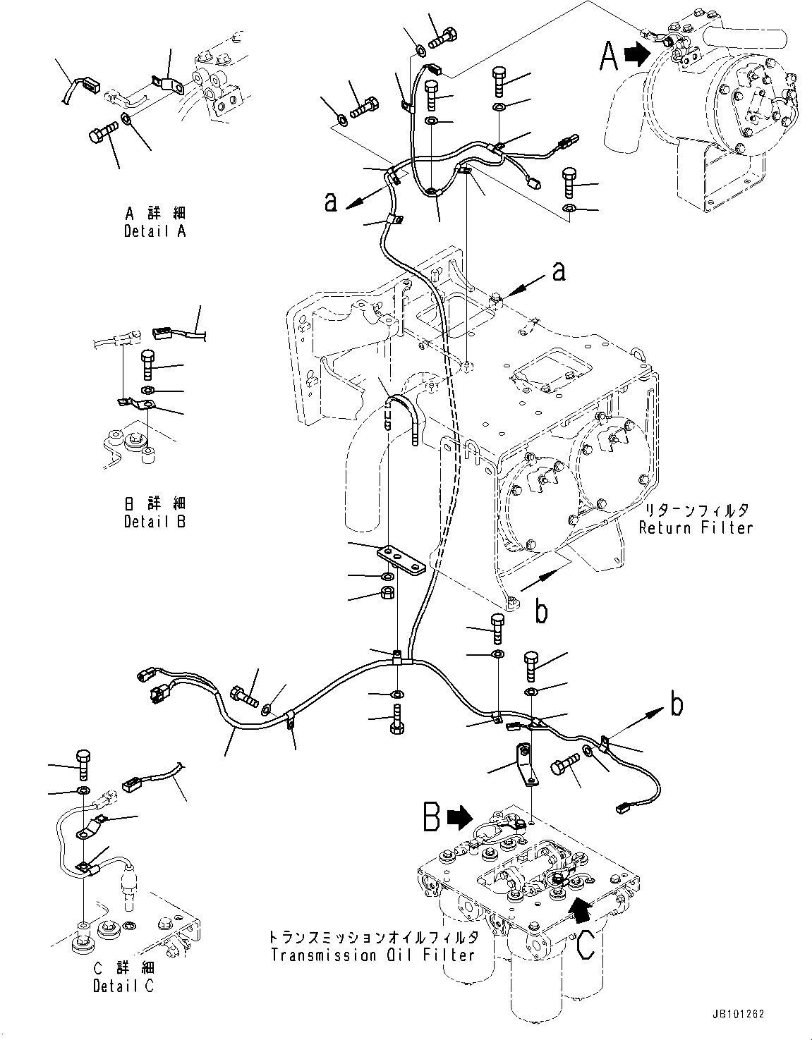 Komatsu parts book diagram for HD785-8E0 S/N 55001-UP: HYDRAULIC TANK, WIRING HARNESS AND MOUNTING(#55001-)