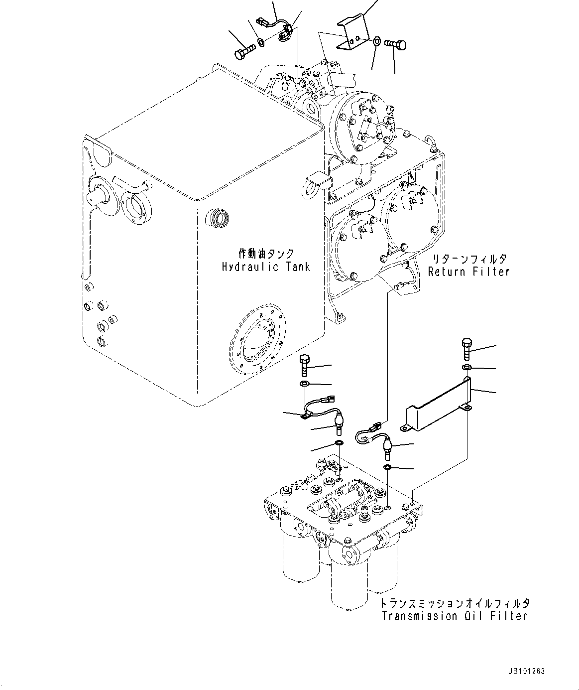 Komatsu parts book diagram for HD785-8E0 S/N 55001-UP: HYDRAULIC TANK, SENSOR(#55001-55018)