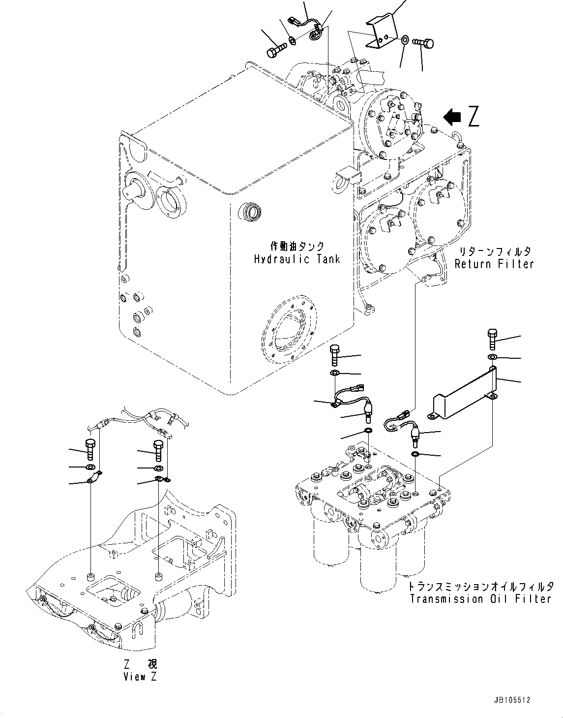 Komatsu parts book diagram for HD785-8E0 S/N 55001-UP: HYDRAULIC TANK, SENSOR(#55019-)