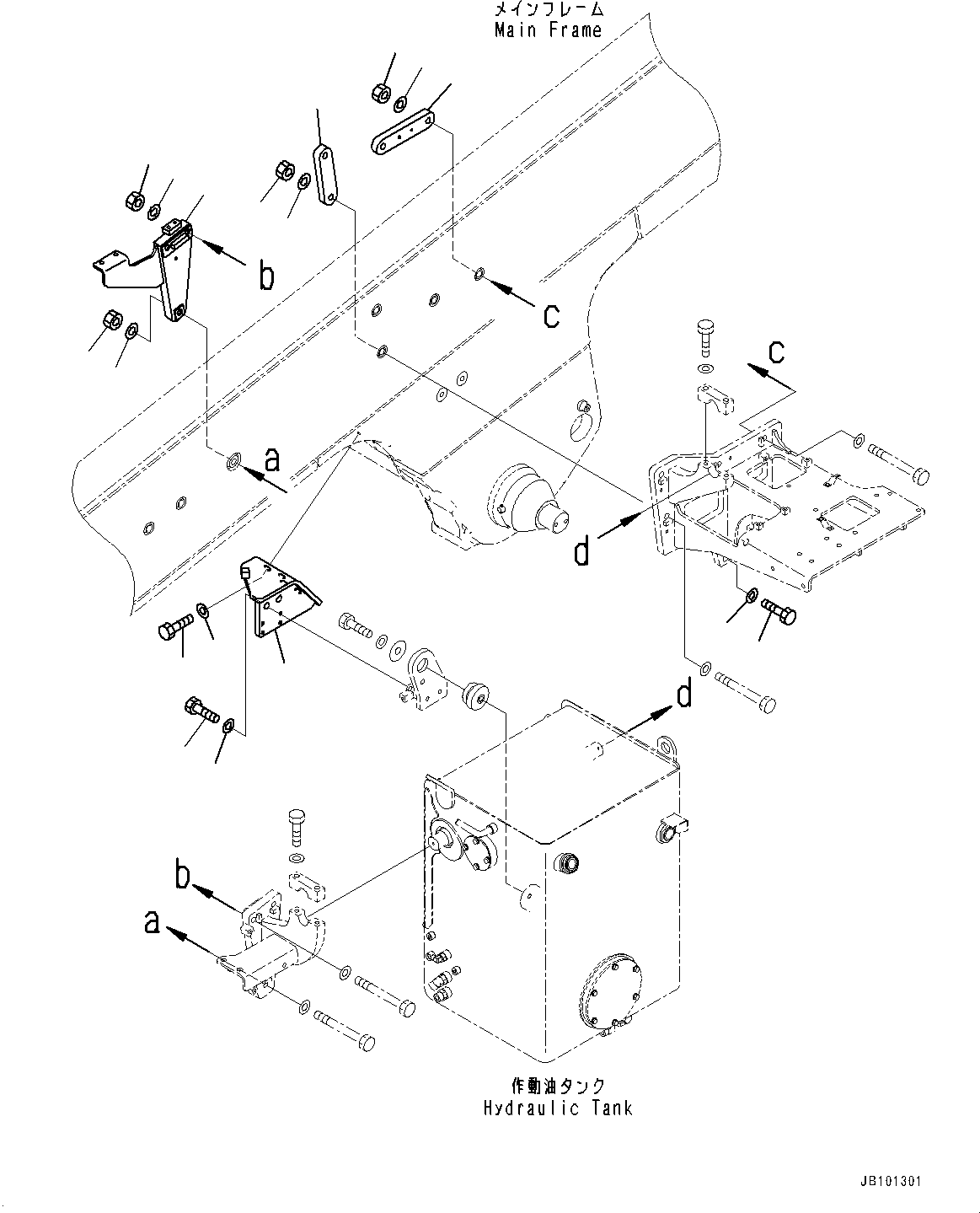 Komatsu parts book diagram for HD785-8E0 S/N 55001-UP: HYDRAULIC TANK, HYDRAULIC TANK MOUNTING (2/2)(#55001-)