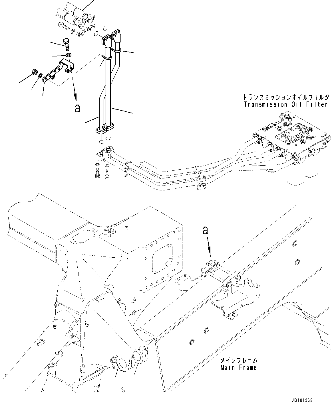 Komatsu parts book diagram for HD785-8E0 S/N 55001-UP: TRANSMISSION PIPING, TRANSMISSION OIL FILTER PIPING(#55001-)