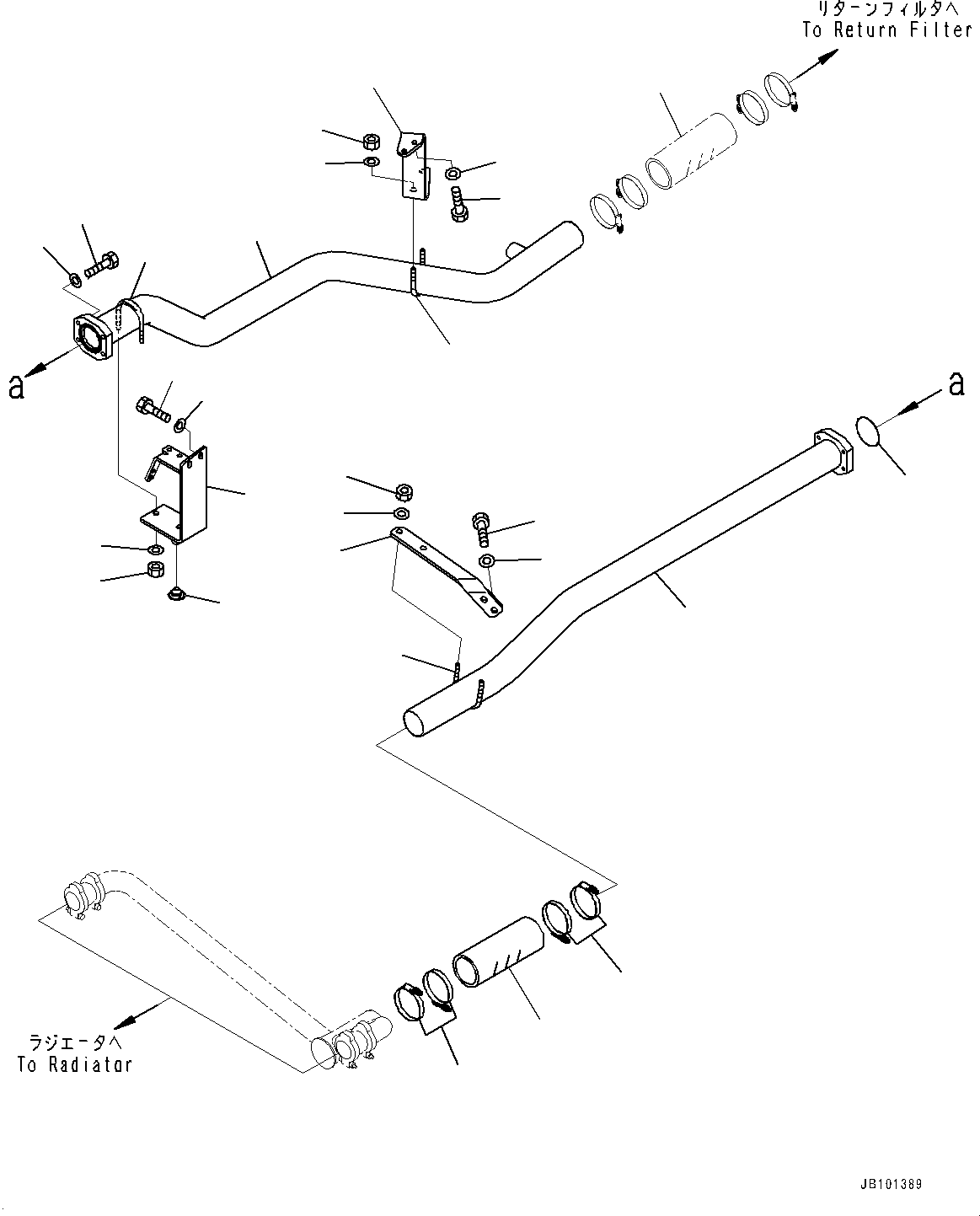 Komatsu parts book diagram for HD785-8E0 S/N 55001-UP: BRAKE OIL COOLING HYDRAULIC PIPING, PIPING, L.H.(#55001-)
