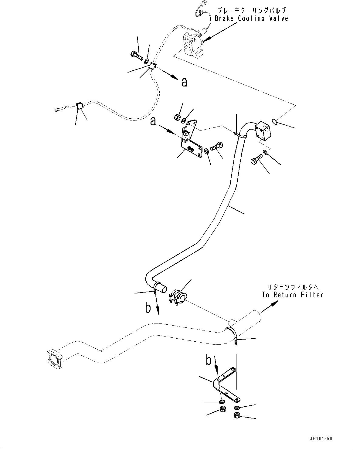 Komatsu parts book diagram for HD785-8E0 S/N 55001-UP: BRAKE OIL COOLING HYDRAULIC PIPING, DRAIN PIPING(#55001-)