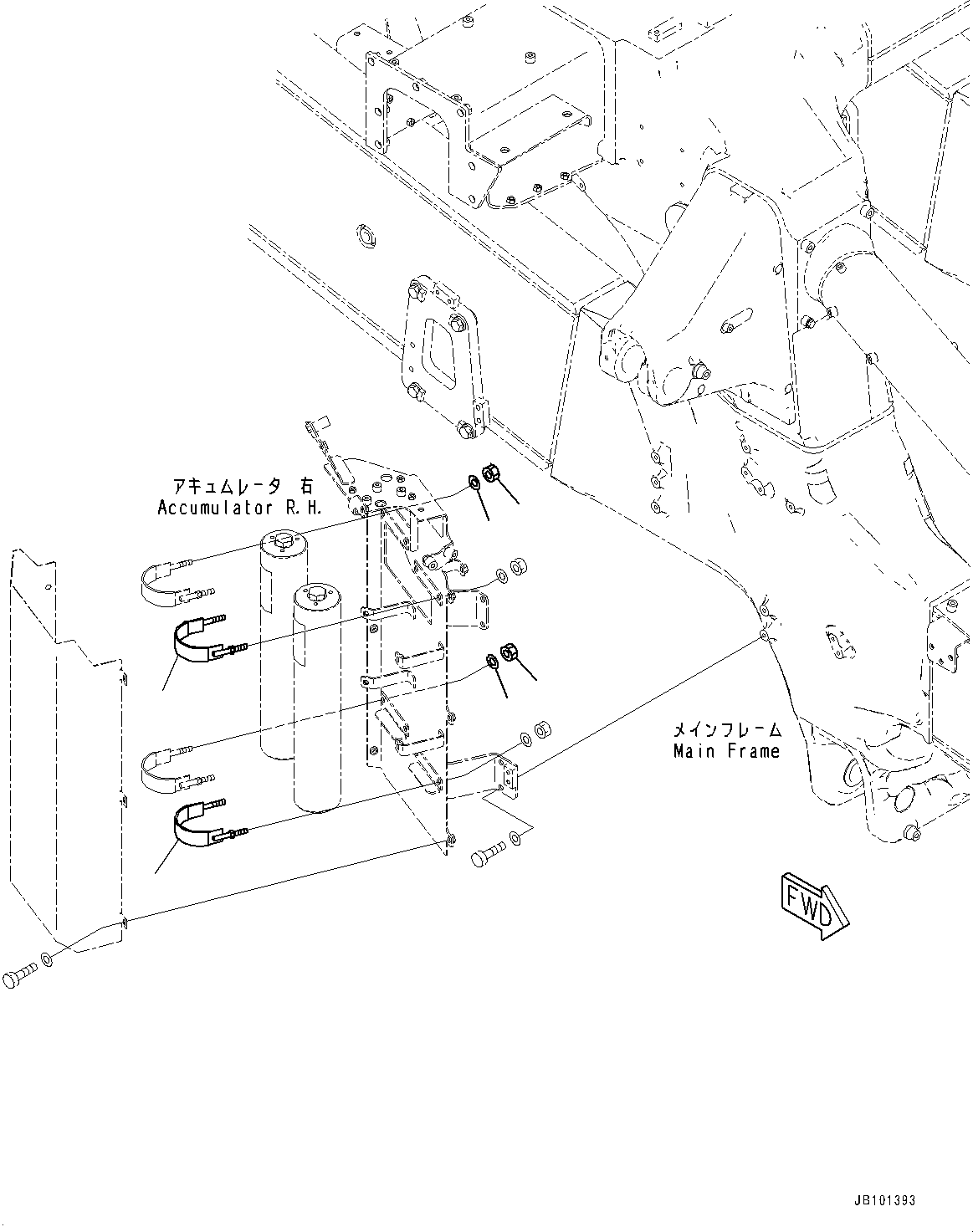 Komatsu parts book diagram for HD785-8E0 S/N 55001-UP: ACCUMULATOR, ACCUMULATOR MOUNTING (1/2)(#55001-)