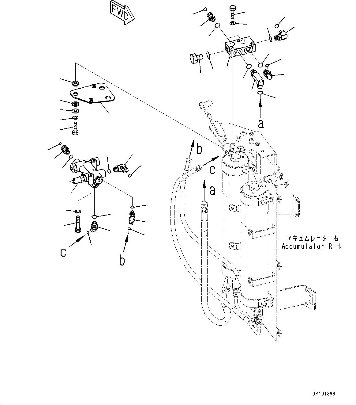 Komatsu parts book diagram for HD785-8E0 S/N 55001-UP: ACCUMULATOR, ACCUMULATOR CHARGE VALVE(#55001-)
