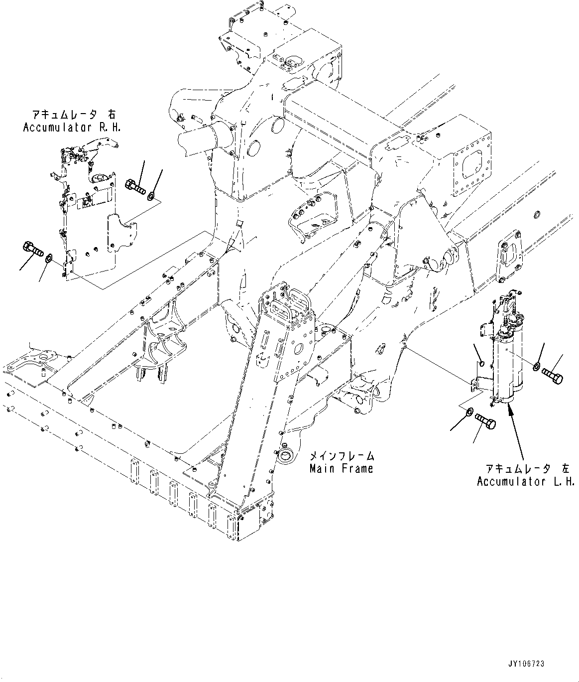 Komatsu parts book diagram for HD785-8E0 S/N 55001-UP: ACCUMULATOR, BOLT(#55001-)