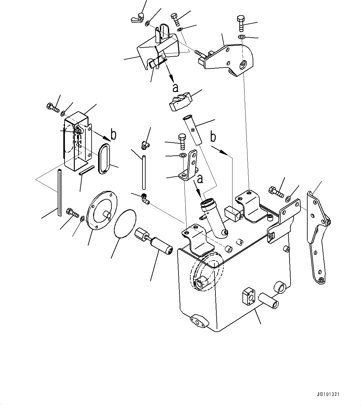 Komatsu parts book diagram for HD785-8E0 S/N 55001-UP: BRAKE PIPING, TANK(#55001-)