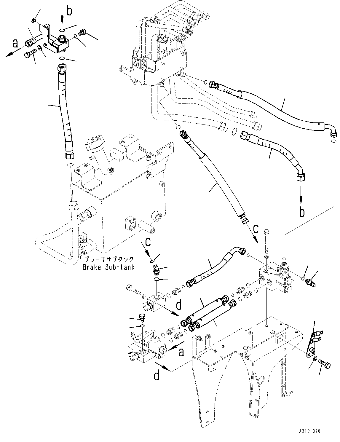 Komatsu parts book diagram for HD785-8E0 S/N 55001-UP: BRAKE PIPING, PIPING (6/6)(#55001-)
