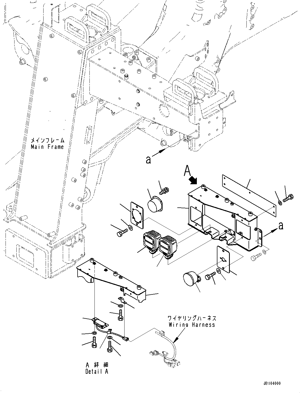 Komatsu parts book diagram for HD785-8E0 S/N 55001-UP: FRONT SUPPORT, LAMP (1/2)(#55024-)