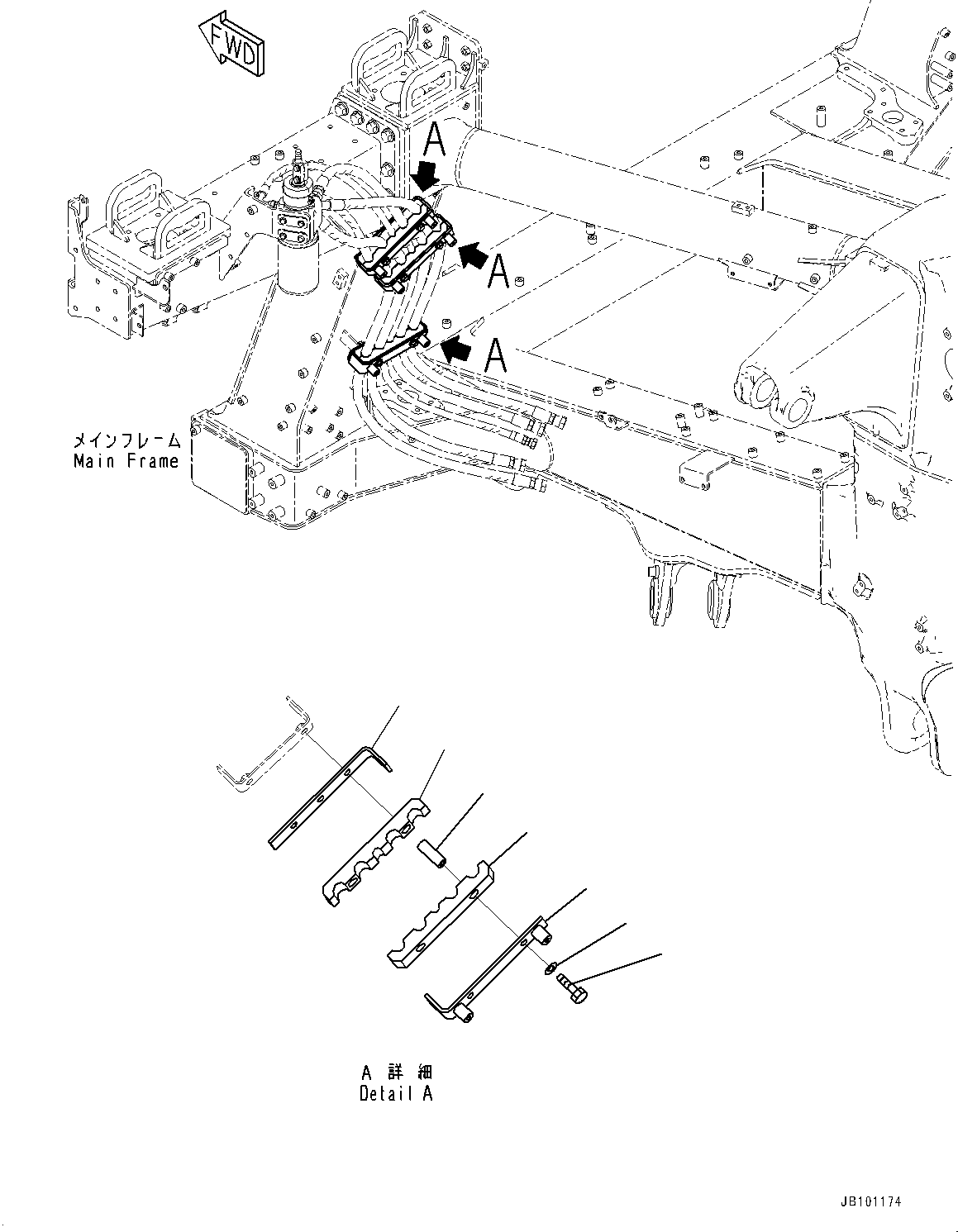 Komatsu parts book diagram for HD785-8E0 S/N 55001-UP: FRONT SUPPORT, CLAMP(#55001-)