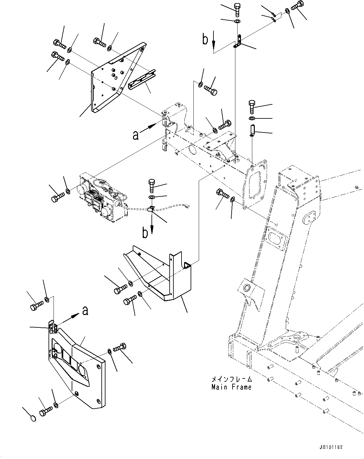 Komatsu parts book diagram for HD785-8E0 S/N 55001-UP: FRONT SUPPORT, GUARD MOUNTING (2/2)(#55001-55023)