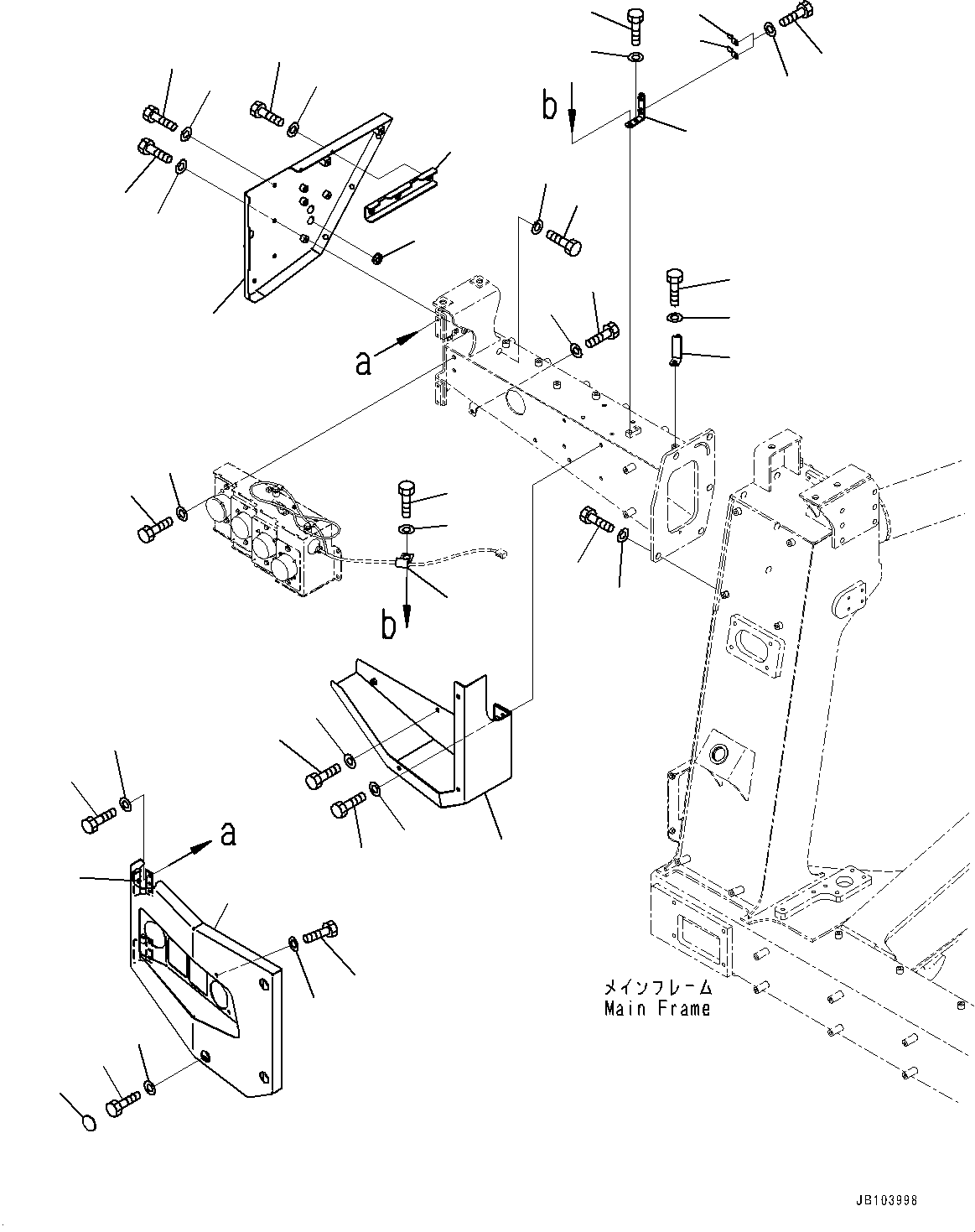 Komatsu parts book diagram for HD785-8E0 S/N 55001-UP: FRONT SUPPORT, GUARD MOUNTING (2/2)(#55024-)