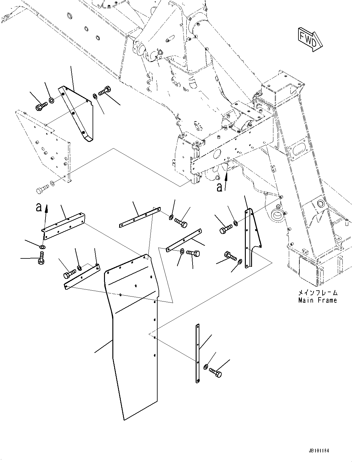 Komatsu parts book diagram for HD785-8E0 S/N 55001-UP: FRONT SUPPORT, FENDER COVER R.H.(#55001-)
