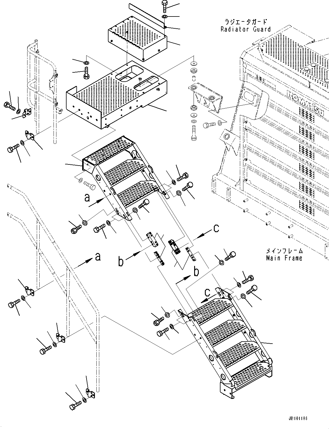 Komatsu parts book diagram for HD785-8E0 S/N 55001-UP: STAIRWAY, FRONT(#55001-)