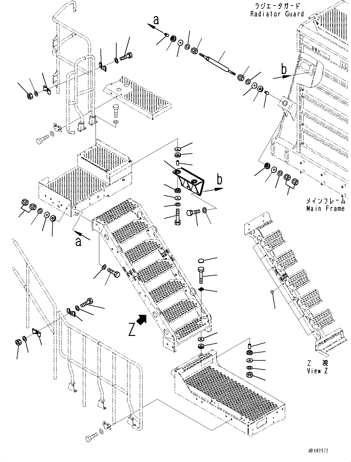 Komatsu parts book diagram for HD785-8E0 S/N 55001-UP: STAIRWAY, MOUNTING BOLT(#55001-55023)