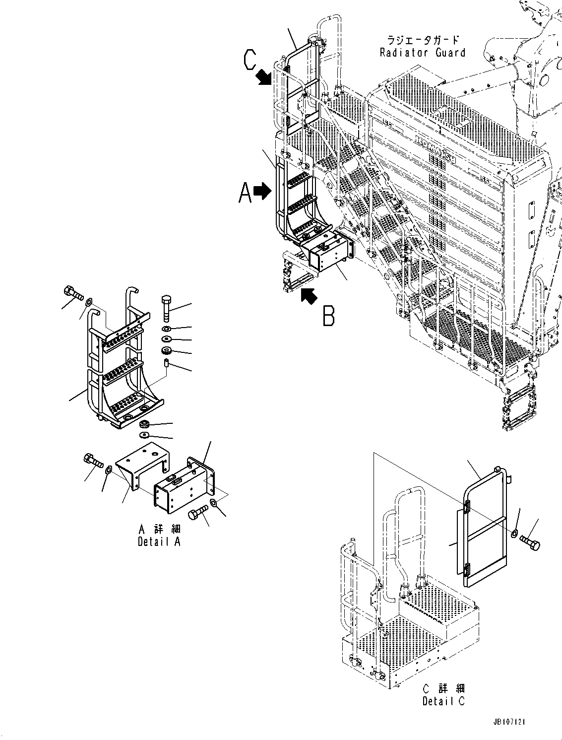 Komatsu parts book diagram for HD785-8E0 S/N 55001-UP: STAIRWAY, LADDER(#55024-)