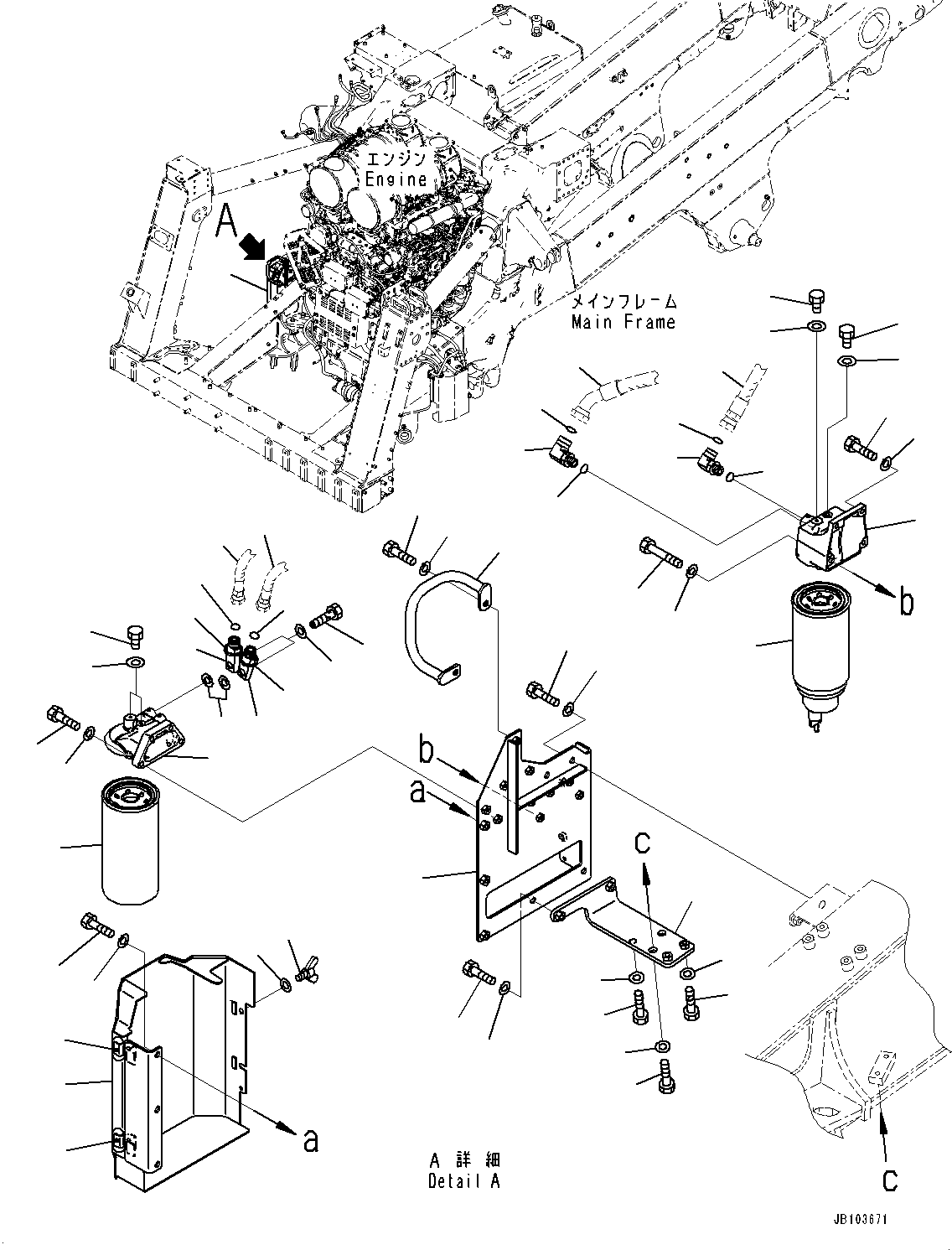 Komatsu parts book diagram for HD785-8E0 S/N 55001-UP: ENGINE FILTER AND RELATED PARTS, R.H.(#55012-)