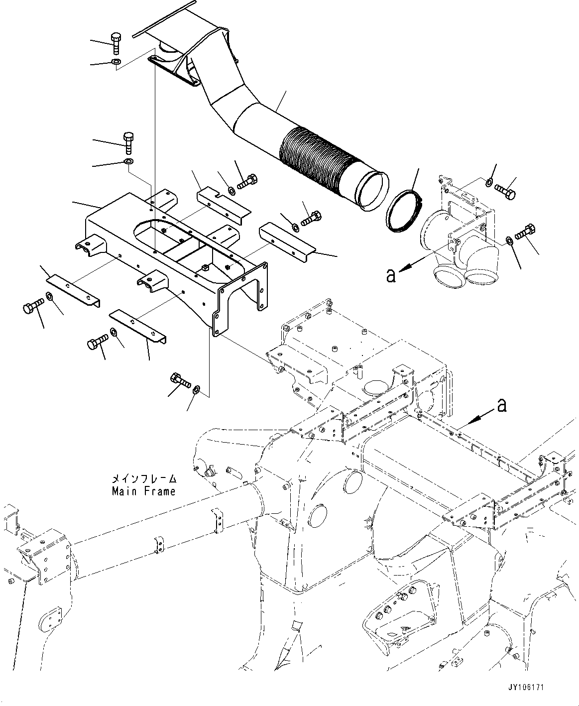 Komatsu parts book diagram for HD785-8E0 S/N 55001-UP: EXHAUST PIPING, TUBE (2/2)(#55001-)