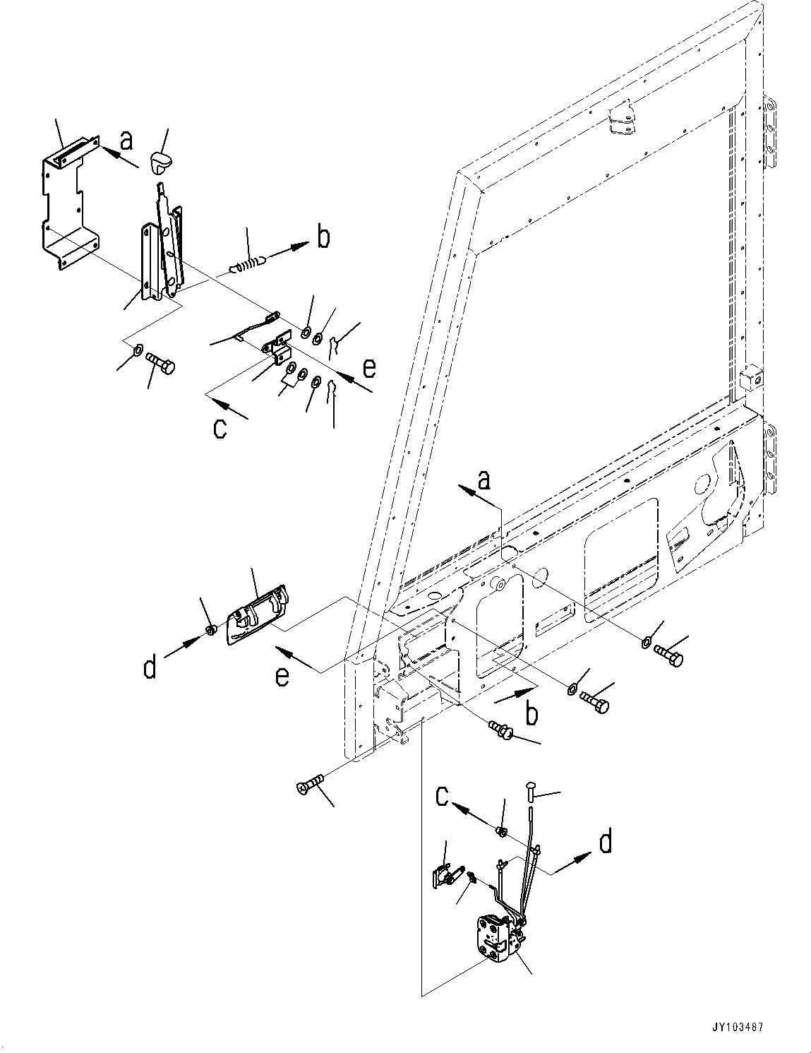 Komatsu parts book diagram for HD785-8E0 S/N 55001-UP: CAB, DOOR LOCK, R.H.(#55001-)
