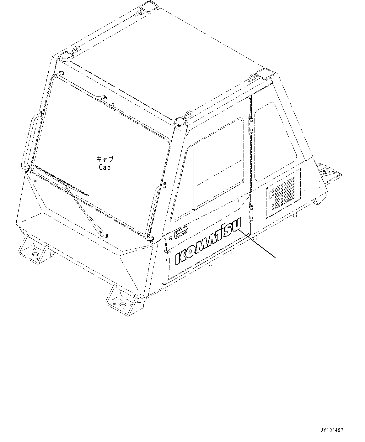 Komatsu parts book diagram for HD785-8E0 S/N 55001-UP: CAB, KOMATSU MARK(#55001-)