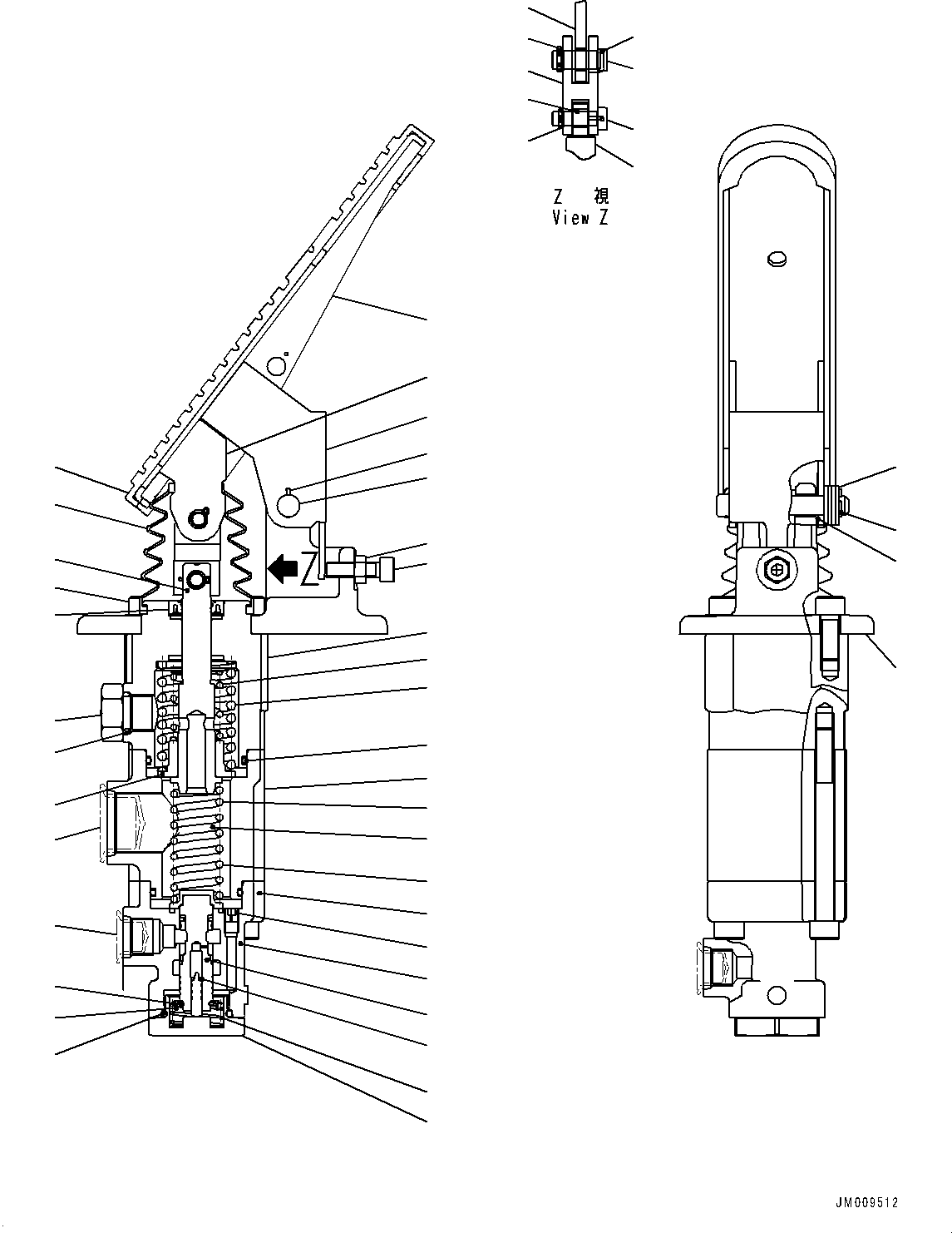 Komatsu parts book diagram for HD785-8E0 S/N 55001-UP: CAB, INNER PARTS, SECONDARY BRAKE VALVE(#55001-)