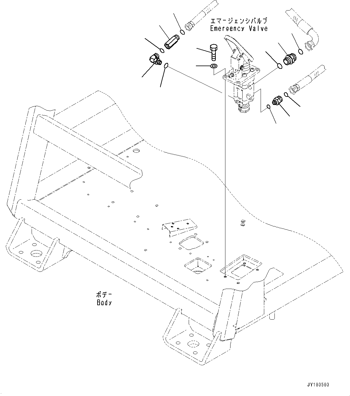 Komatsu parts book diagram for HD785-8E0 S/N 55001-UP: CAB, SECONDARY BRAKE VALVE RELATED PARTS(#55001-)