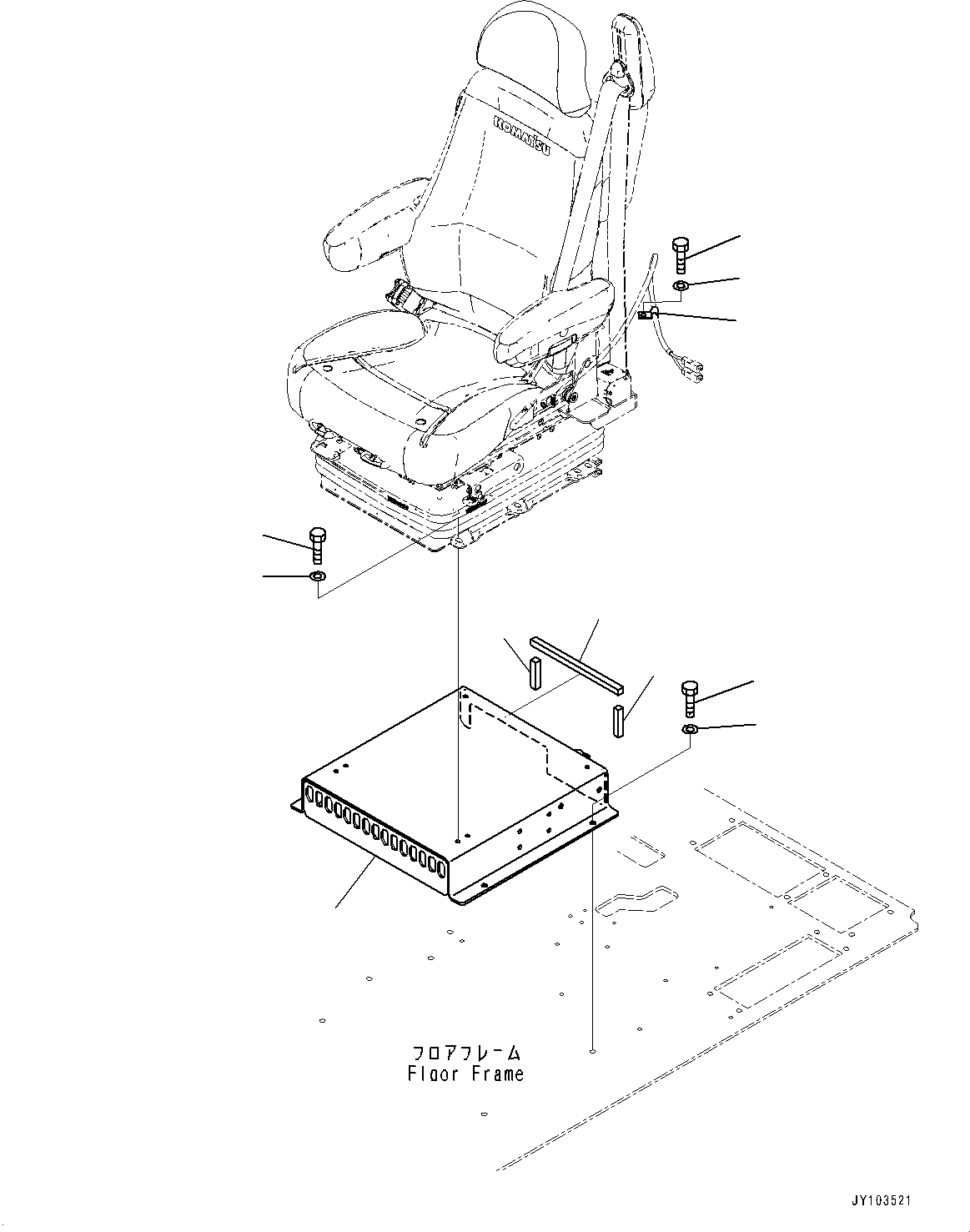 Komatsu parts book diagram for HD785-8E0 S/N 55001-UP: CAB, OPERATOR'S SEAT MOUNTING(#55001-)