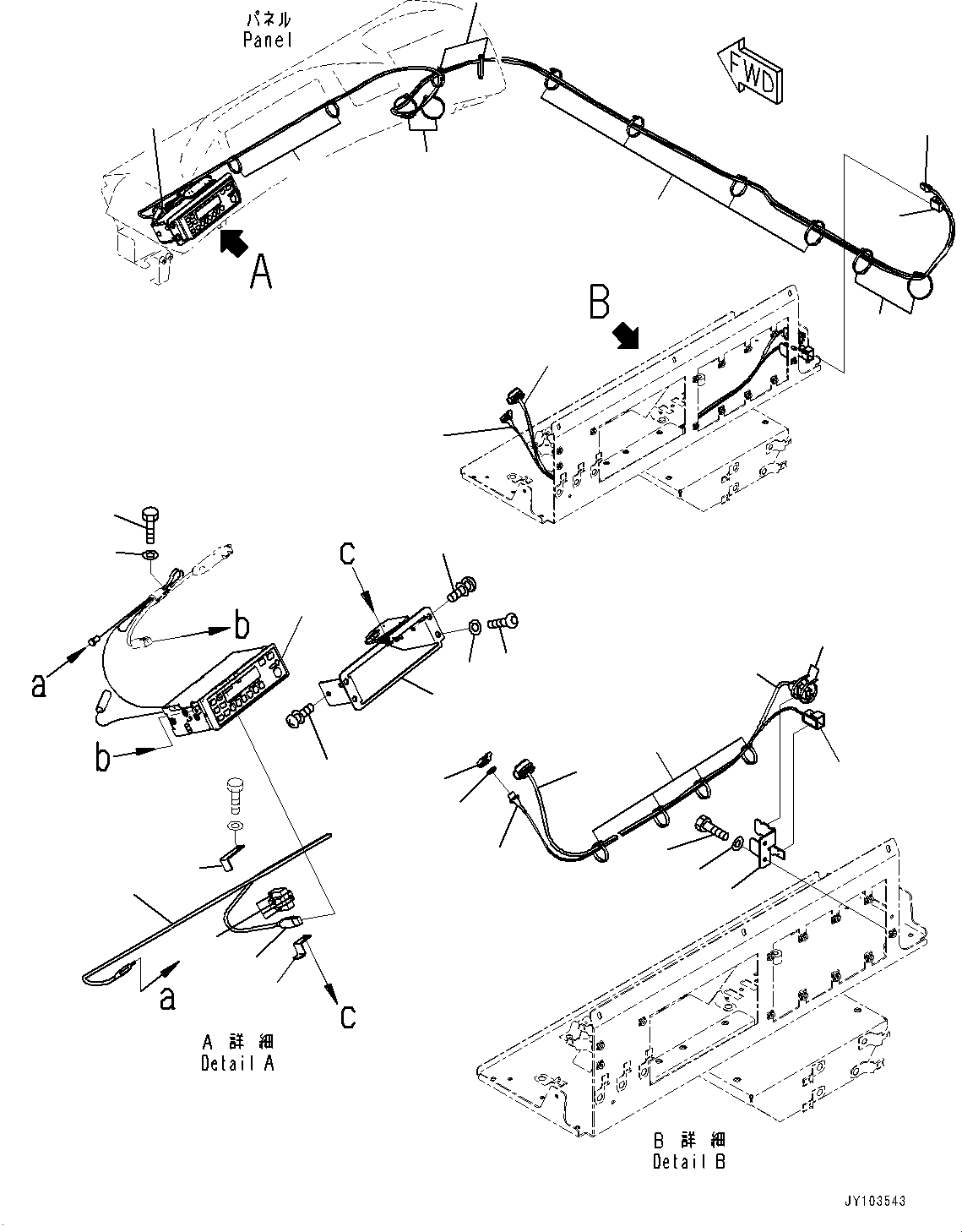 Komatsu parts book diagram for HD785-8E0 S/N 55001-UP: CAB, RADIO(#55001-)