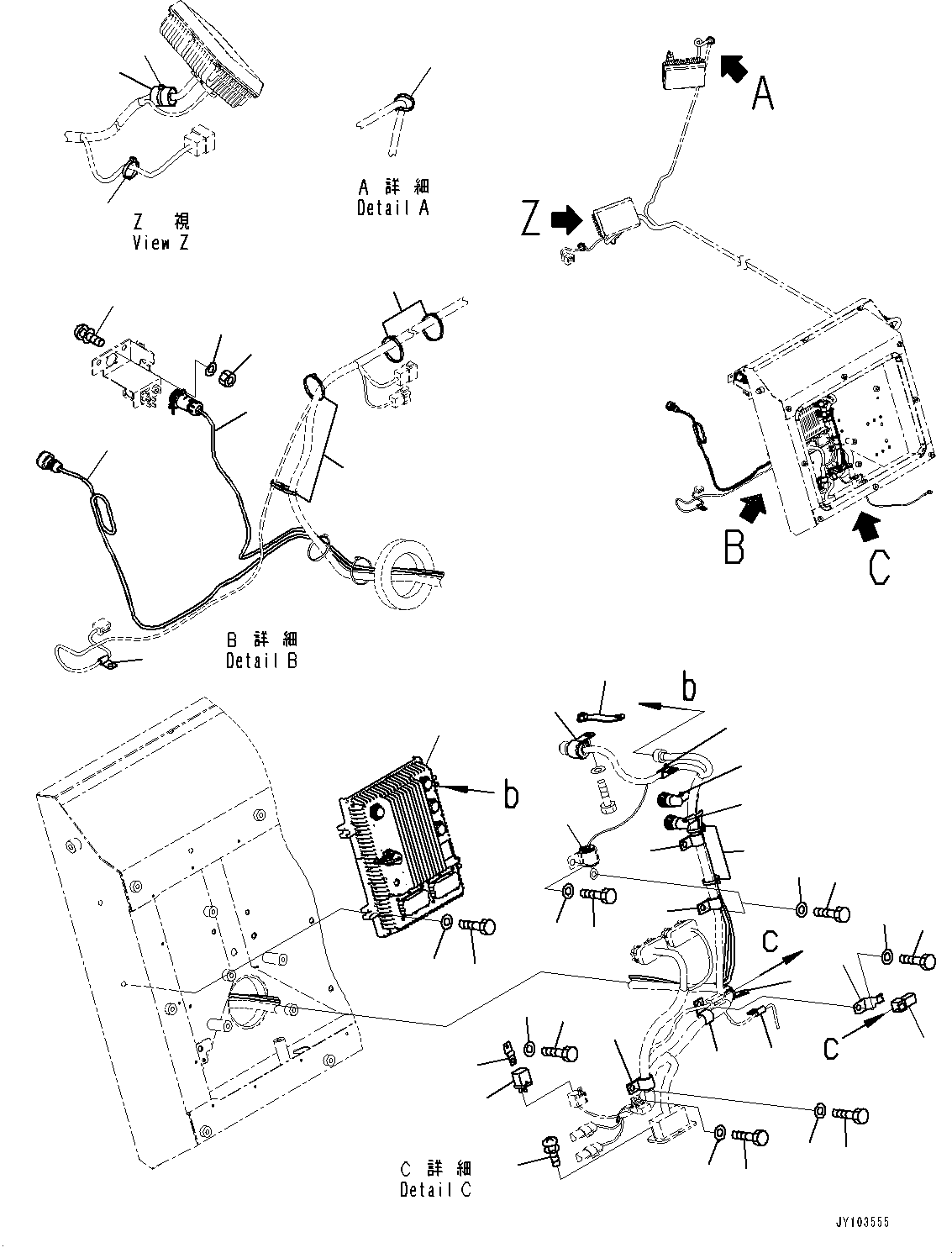 Komatsu parts book diagram for HD785-8E0 S/N 55001-UP: CAB, KOMVISION CONTROLLER(#55001-)