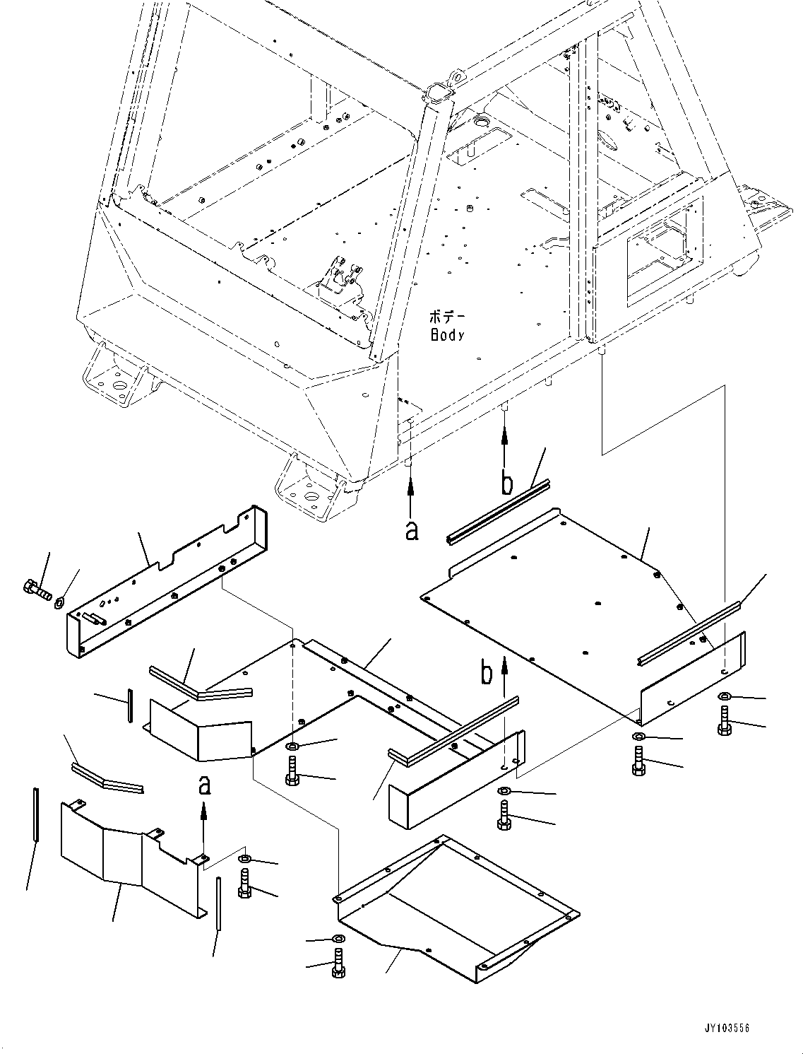 Komatsu parts book diagram for HD785-8E0 S/N 55001-UP: CAB, UNDER COVER(#55001-)