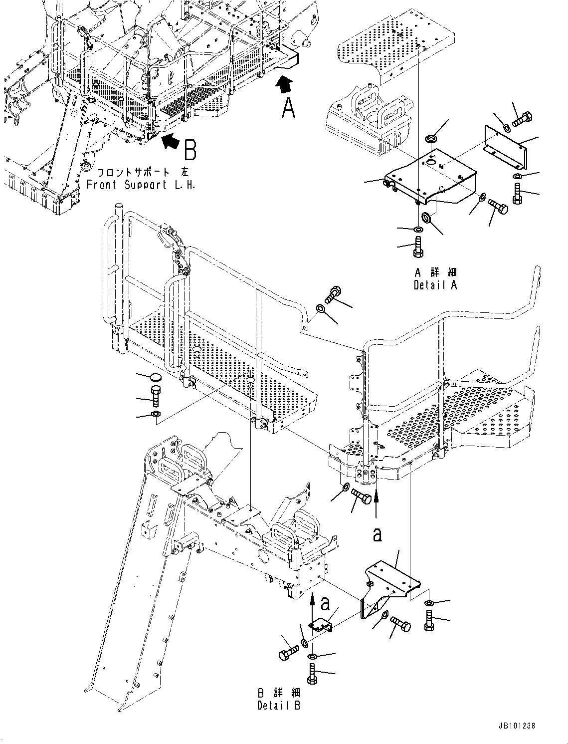 Komatsu parts book diagram for HD785-8E0 S/N 55001-UP: CAB STEP, BRACKET(#55001-)