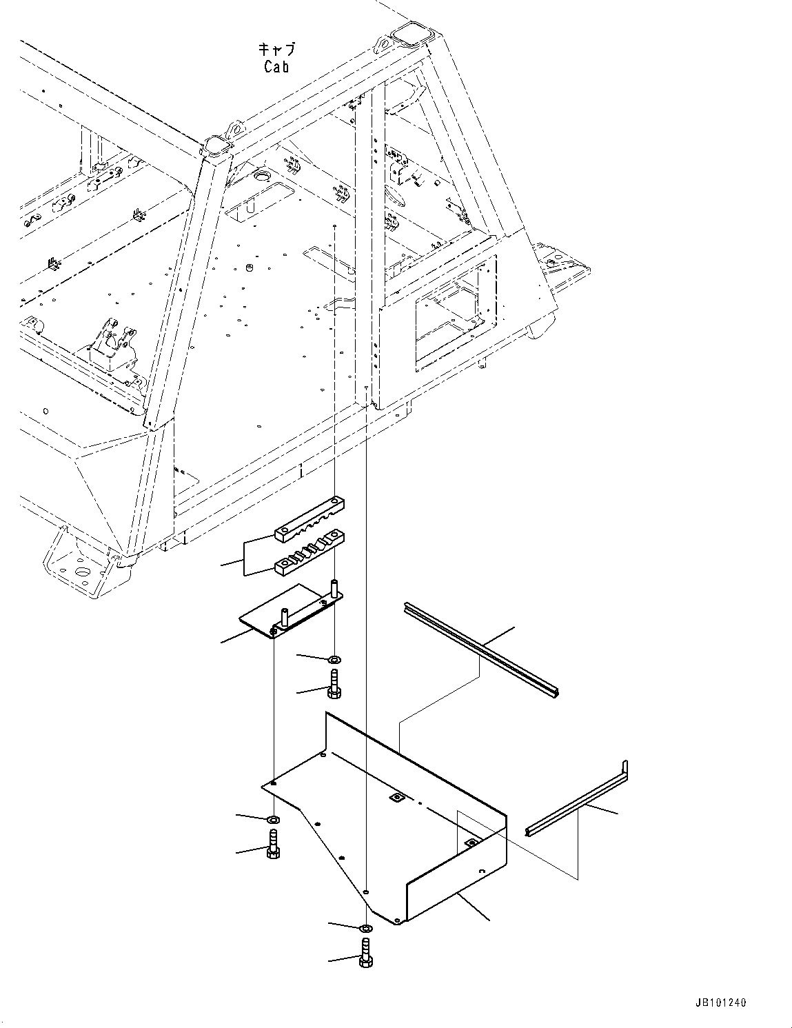Komatsu parts book diagram for HD785-8E0 S/N 55001-UP: CAB STEP, CAB UNDER COVER(#55001-)