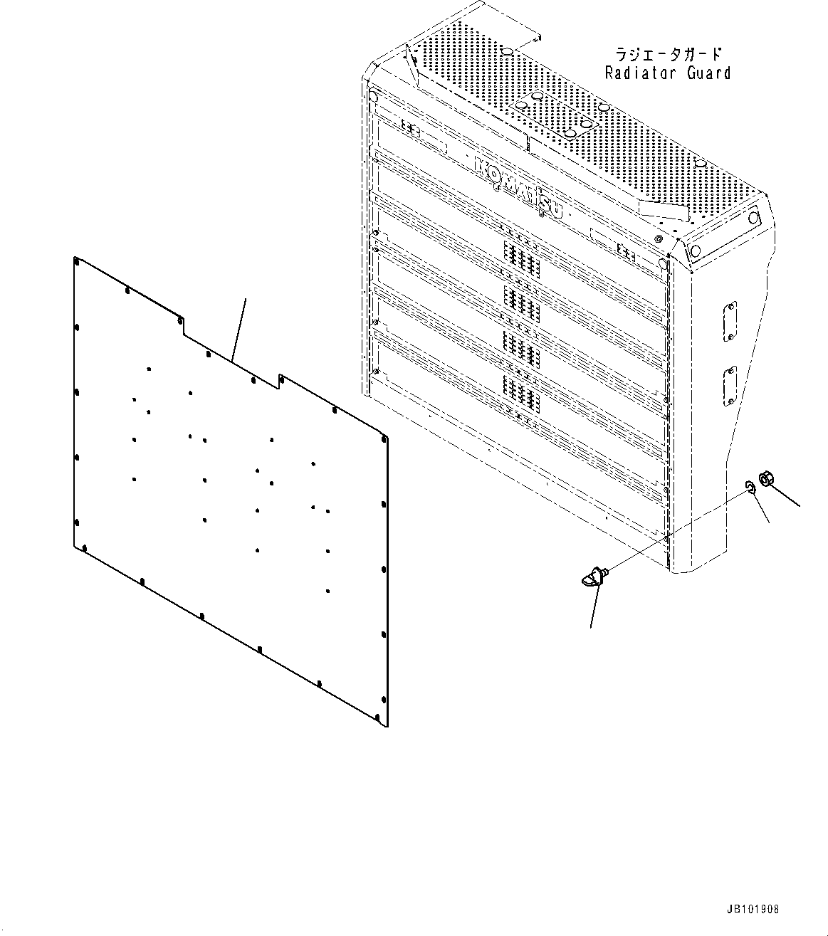 Komatsu parts book diagram for HD785-8E0 S/N 55001-UP: RADIATOR CURTAIN, (#55001-)