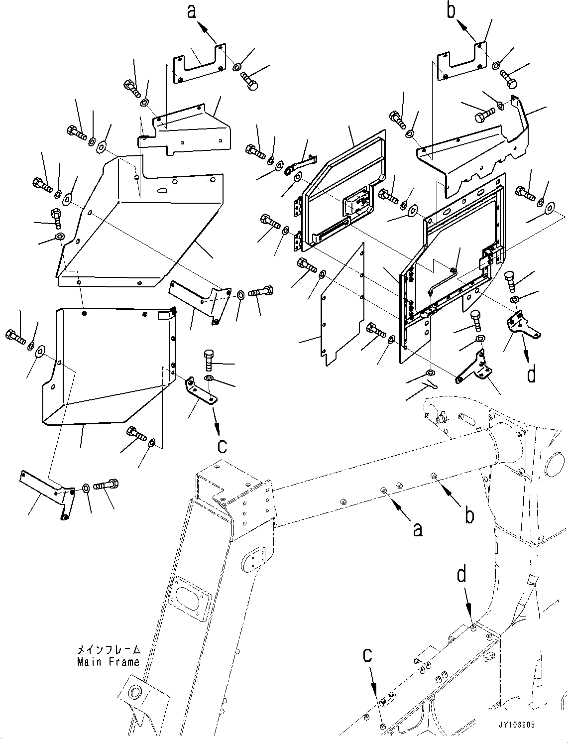 Komatsu parts book diagram for HD785-8E0 S/N 55001-UP: ENGINE ROOM SIDE COVER, R.H.(#55001-)