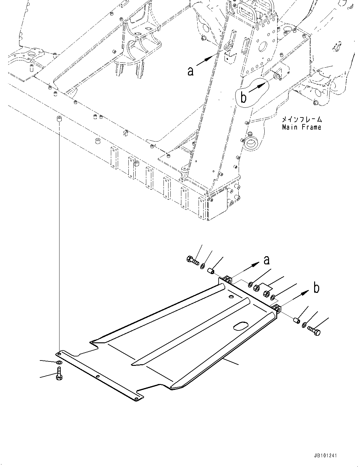 Komatsu parts book diagram for HD785-8E0 S/N 55001-UP: ENGINE UNDER GUARD, (#55001-)