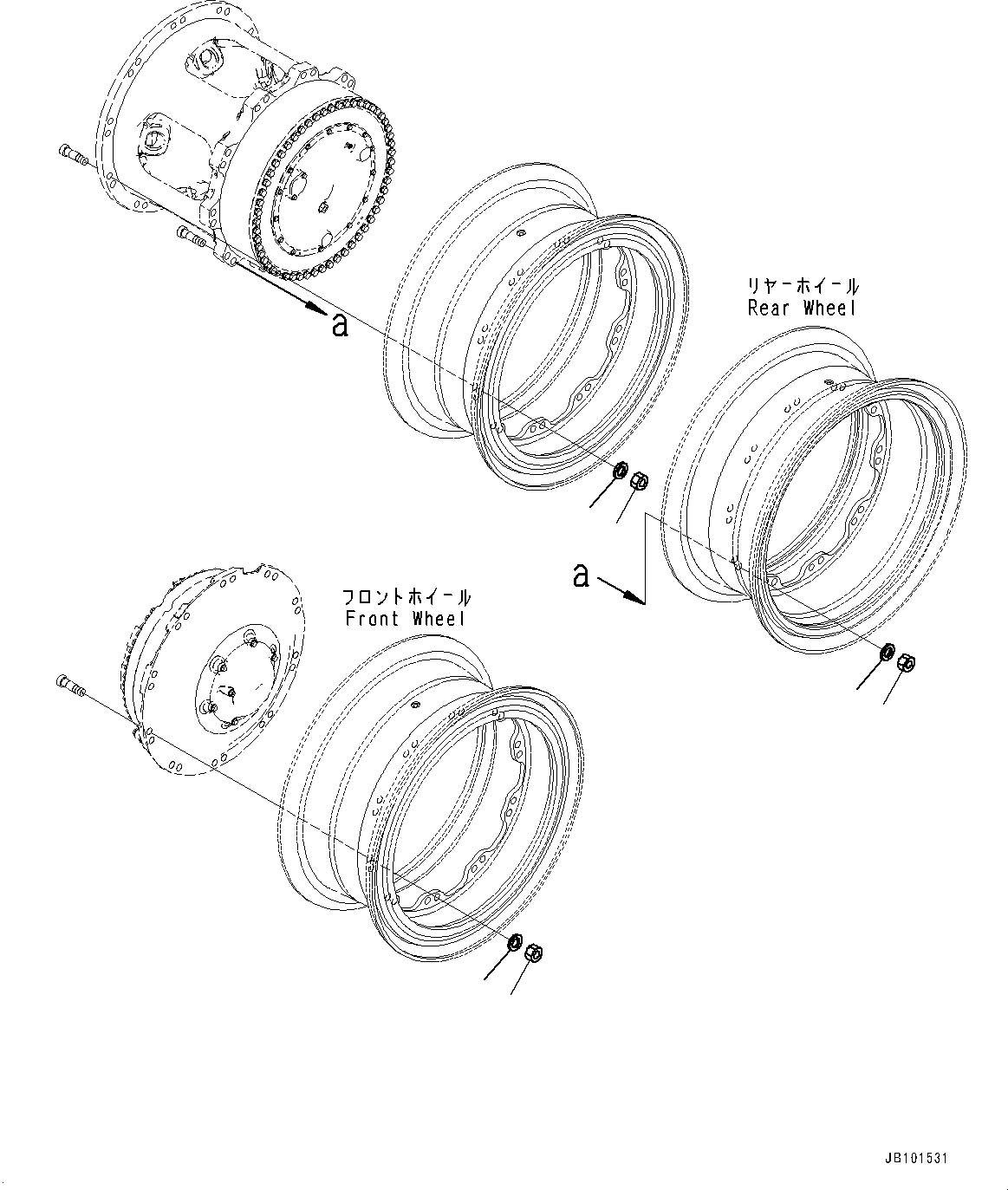 Komatsu parts book diagram for HD785-8E0 S/N 55001-UP: RIM, MOUNTING PARTS(#55001-)