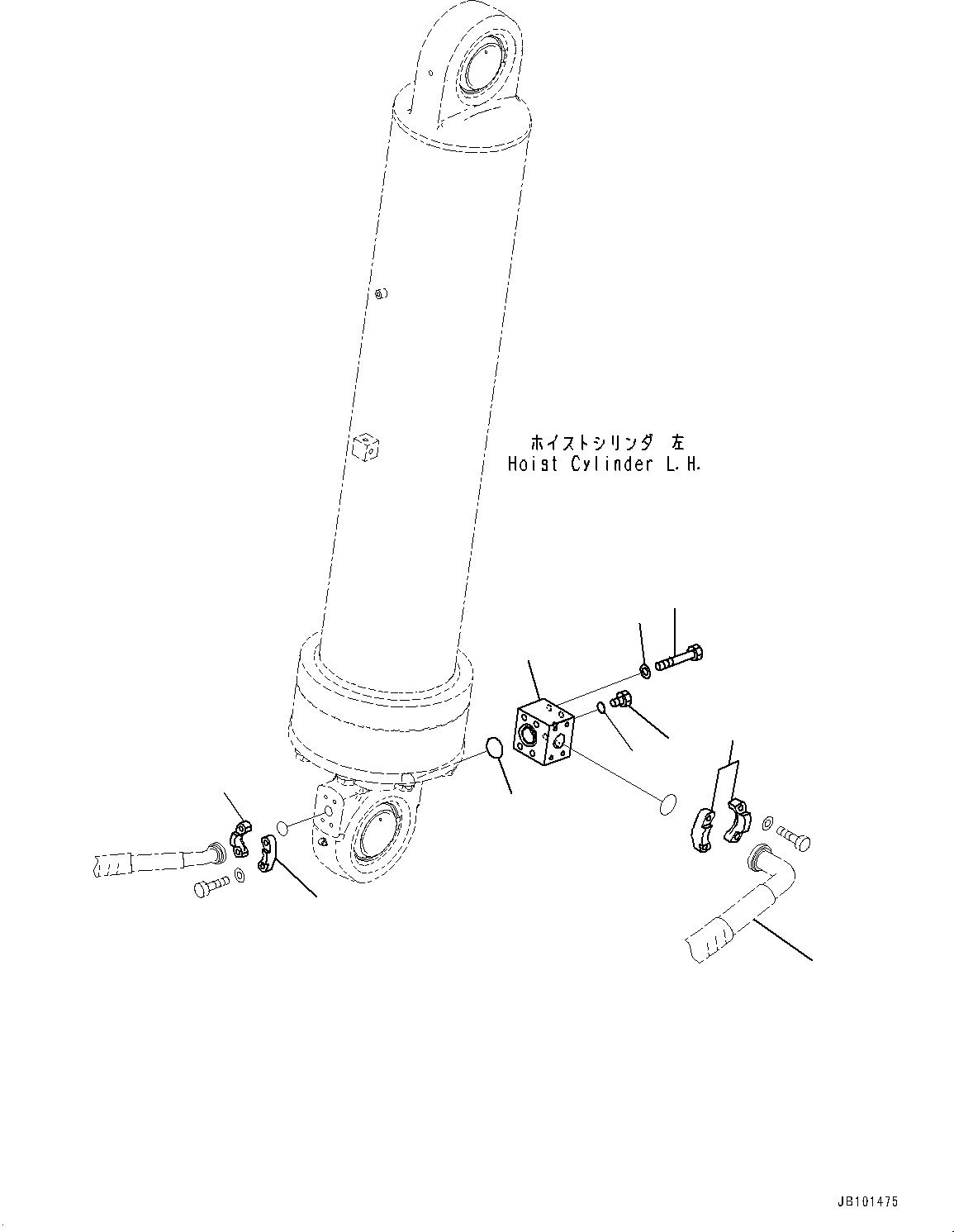 Komatsu parts book diagram for HD785-8E0 S/N 55001-UP: BODY HOIST CYLINDER, CYLINDER BLOCK (1/2)(#55001-)