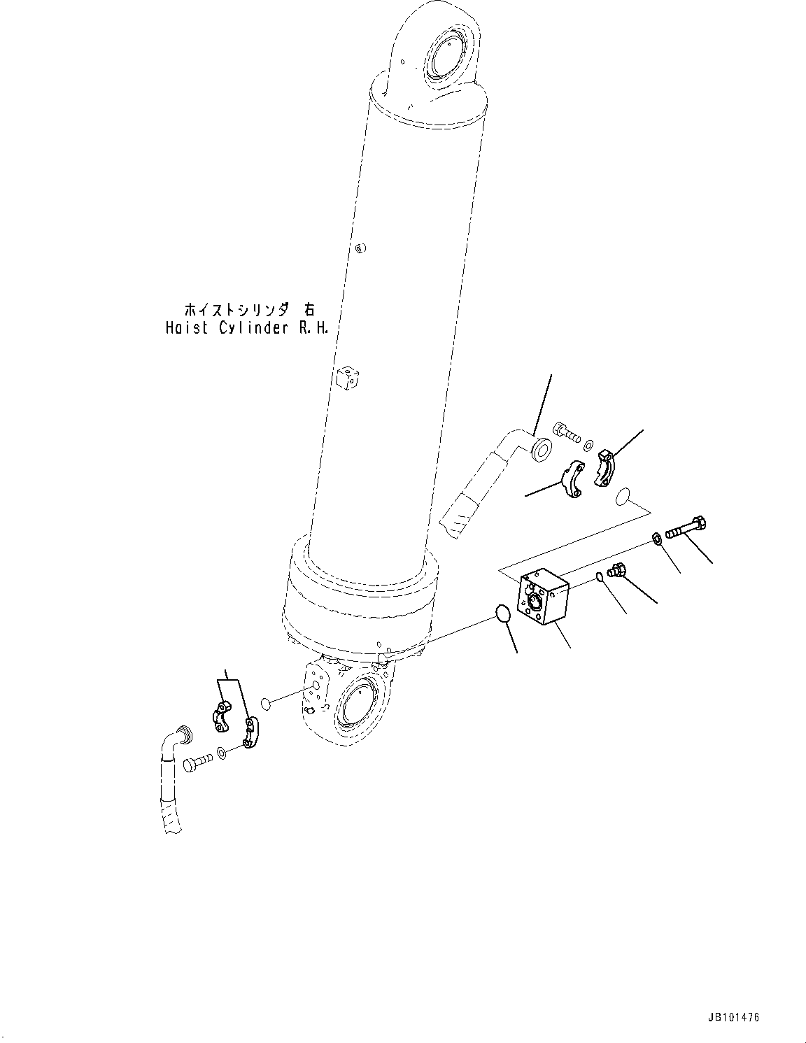 Komatsu parts book diagram for HD785-8E0 S/N 55001-UP: BODY HOIST CYLINDER, CYLINDER BLOCK (2/2)(#55001-)